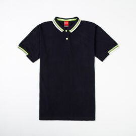 Custom Striped Flat Knit Collar Pique Polo shirts