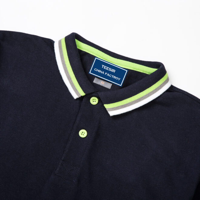 Custom Striped Flat Knit Collar Pique Polo shirts - Image 2
